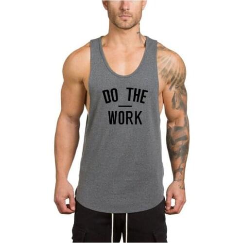 DO THE WORK Fitness Mens Tank Top Bodybuilding Sleeveless Shirt Male Cotton Gyms Clothing Casual Singlet Workout Vest Undershirt