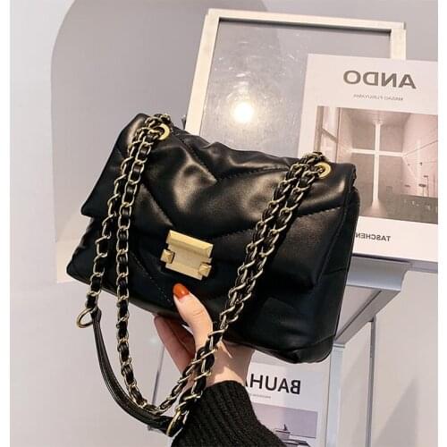 Fashion Chain Crossbody Bag for Women 2021 Luxury Simple Solid Color Shoulder Bag Female Brand Design PU Leather Handbag