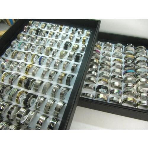 Fashion 50pcs mix lot unisex stainless steel rings fashion jewelry party ring weeding ring random style jewelry