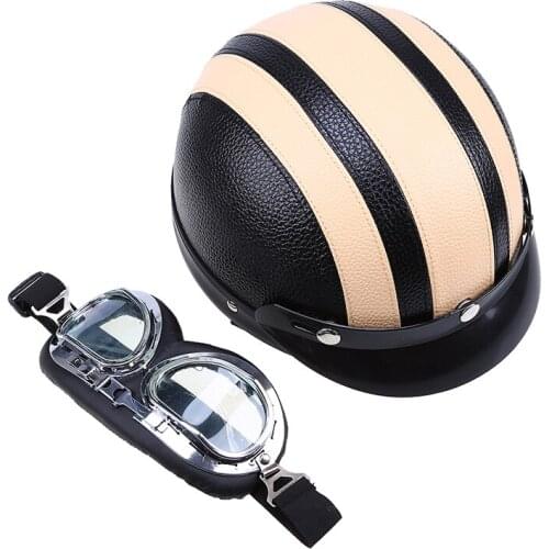 Motorcycle Vintather Helmet Moto Motociclge Leaeta Capacete Casco Casque Cruiser For Cafe Racer ATV Half Helmets/UV Goggles Ski