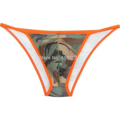 Men Camouflage Bikini Briefs U Cut Sexy Men Underwear String Mini Briefs Sports Bulge Pouch Guys Bikini Pants