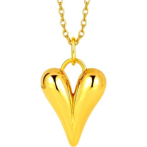 New 24K Yellow gold pendant 999 gold heart necklace pendant good gift for women