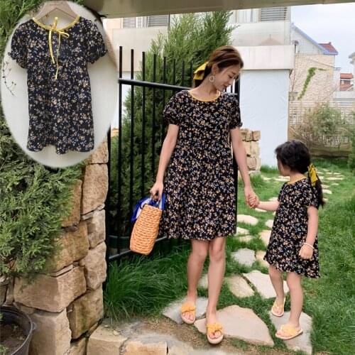 Mom and Daughter Matching Clothes Summer Fashion Backless Floral Dresses for Mother and Daughter Matching Family Ouifits Dress