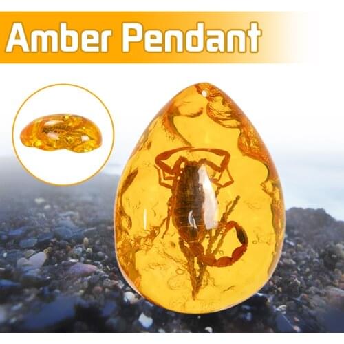 Natural Scorpions Insect Inclusion Amber Baltic Gemstone Pendant Necklace Sweater Decorations DIY Ornament Craft Gift