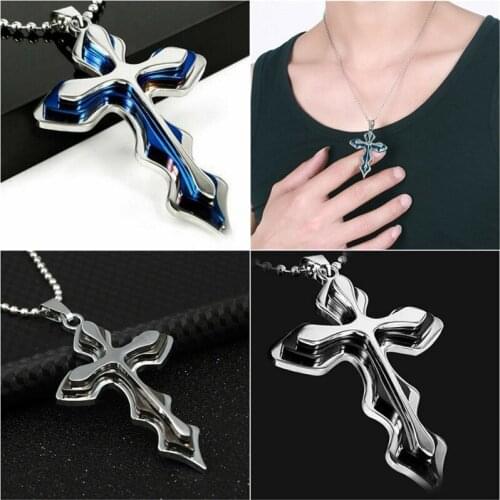 Cross Pendant Necklace Silver Women Unisexs Chain Crucifix Men Stainless Steel