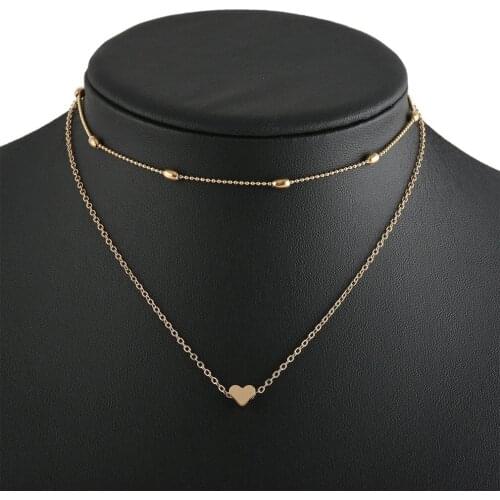 Simple Heart Chain Necklace Fashion Layers Jewelry For Women Chokers Girlfriend Party Birthday Valentine Gift Dropshipping 2020