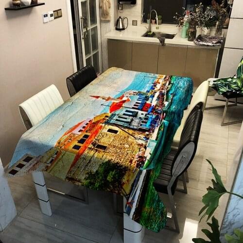 Tablecloth Beachfront Beach Landscape Pattern Dustproof Rectangle Table Cloth Manteles De Mesa Rectangular Mantel Redondo Mesa
