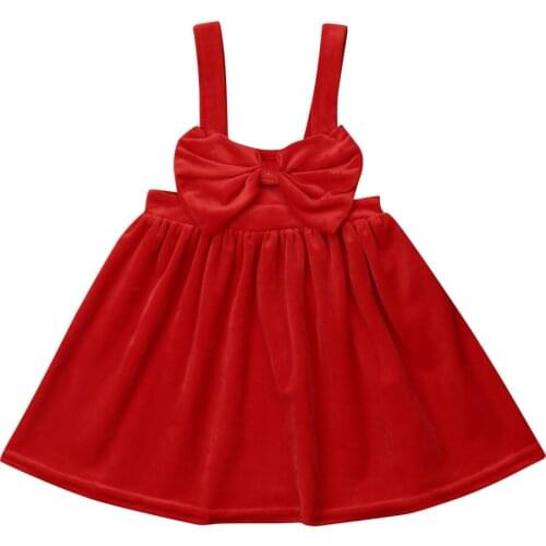Baby Girl Christmas Dress Kids Baby Girls Princess Bow Dress Party Pageant Dress Suspender Dress Size 2-6T