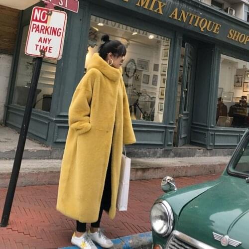 Women Elegant Faux Mink Fur Coat Fluffy Autumn 2020 New Basic Jackets Female Winter Fashion Korea High Quality With Hood