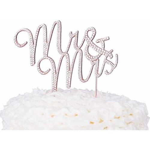 Silver gold Mr Mrs Rhinestone Cake Topper Wedding Engagement Anniversary adult Birthday bridal shower Valentines Day Decoration