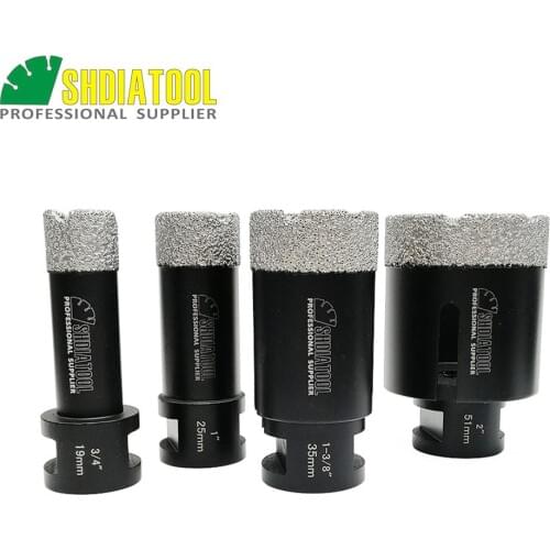 SHDIATOOL 4pcs/set 5/8-11 Thread Vacuum Brazed Diamond Dry Drilling Bits Core bits Porcelain Tile Granite Marble Stone Hole Saw