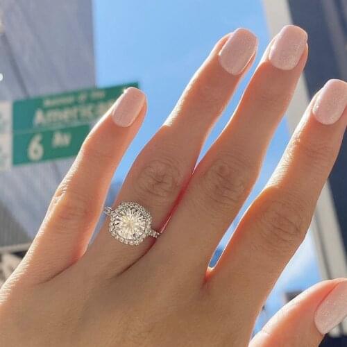 Eternal 925 silver Wedding Rings For Women 2ct Simulated Diamond Simple Classic Jewelry Bridal Wedding Engagement Bijoux Femme