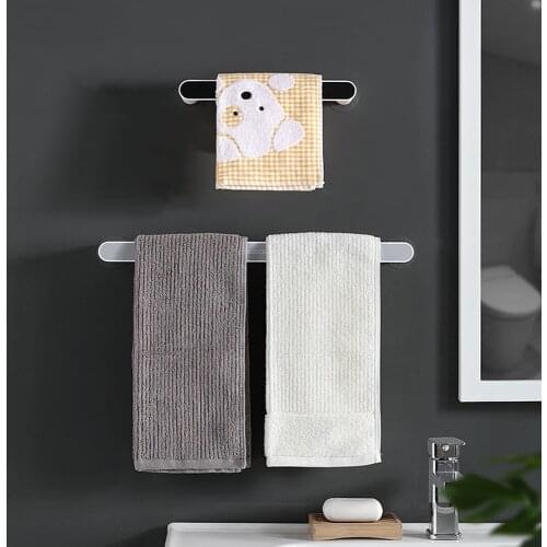 Towel Rack Free Punch Toilet Kitchen Organizer Bathroom Sucker Simple Reative Bath Towel Rack Shelf Wall Mounted Towel Bar