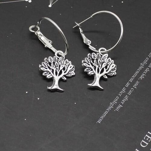 Vintage fashion tree of life pendant earrings, circle earrings, ethnic earrings, ladies charm party gift jewelry