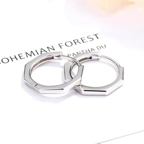 BUDROVKY S925 Sterling Silver Geometric Earrings Womens Fashion Octagon Earrings Jewelry Gift for Girlfriend