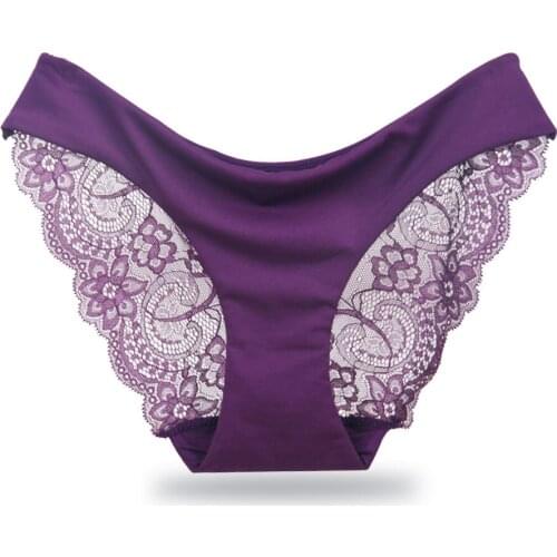 Womens Sexy Lace Panties Seamless Underwear Briefs for Ladies Panty Cotton Transparent Panties low-Rise Plus Size High Quality