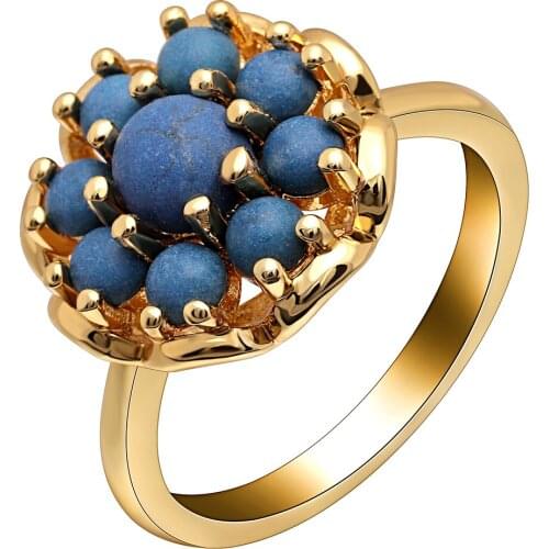UFOORO Fashion Gold Ring Created Birds nest Blue Eggs Wedding Engagement Ring For Bridal Women Bands Promise Ring Jewelry