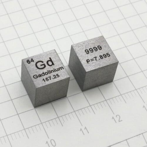 1pc High Purity Gadolinium Metal Gd Periodic Phenotype Cube 10mm 99.99% Gd Cube Hobby Display Collection