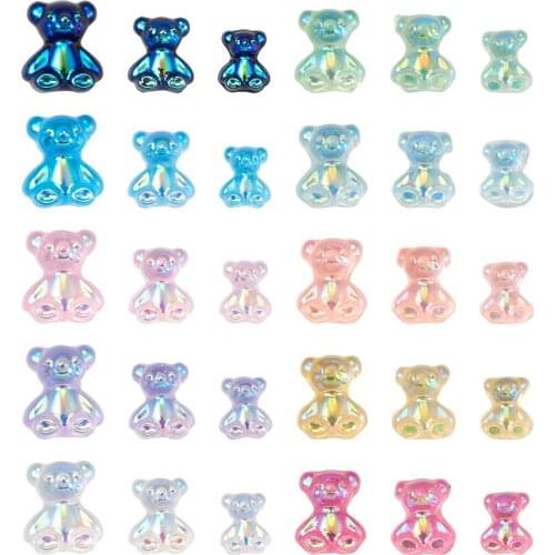 120Pcs Cute Bear Resin Cabochons Lovely Gummy Bear Transparent Flatback Cabochons for Jewelry Handmade DIY Hairpins Phone Case