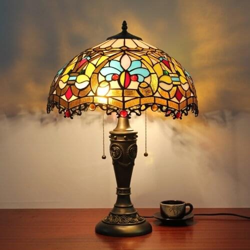 16inch Luxury tiffany Baroque style table lamp retro decoration bedroom bedside lamp