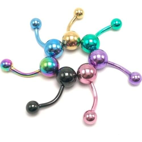 7 Color Surgical Stainless Steel Ball Navel Belly Button Ring Fashion Navel Piercings For women Girl Bell Bar Body Jewelry 2 Pcs