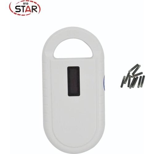 40pcs Implanted 2*12mm 134.2khz rfid capsule glass tag + 1pc Portable Low Cost animal tag reader for 134.2khz Fdx-b microchips