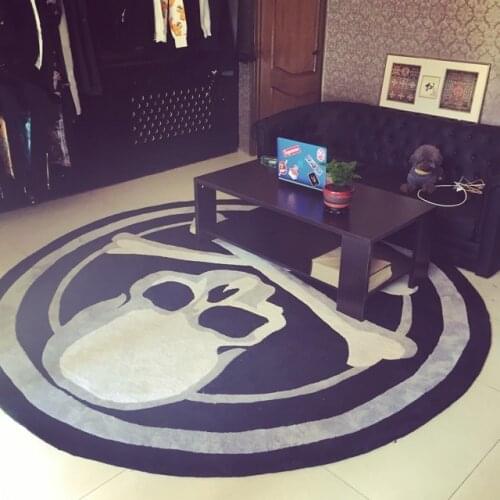 Acrylic skull Round carpet trend personality black and white living room sofa bed bedroom fashion custom rug fitting room mat