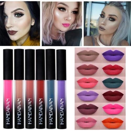 Handaiyan lip gloss Gradient tube waterproof long lasting liquid lipstick matte velvet smooth lip tint brown lipstick HF023