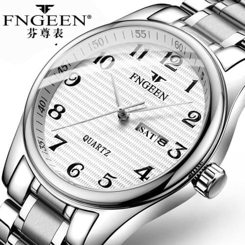 Men Watches 2020 New Fashion Quartz Business Man Watch Big Number Date Week Dual Calendar Male Clock for Elder Relogio Masculino