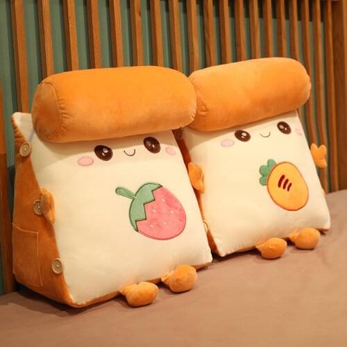 Creartive 45CM Plush Cute Toast Bread Car Chair Waist Pillow Soft Nice Sofa Bed Cushion For Girlfriend Valentines Day Gifts