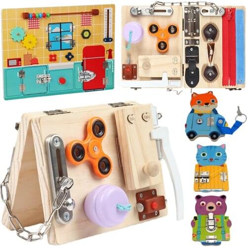 Activity Busy Board Montessori Baby Toys Learning Basic Skills Fine Motor Training Latch Lock Toys Toddler Cognition Sensory Toy