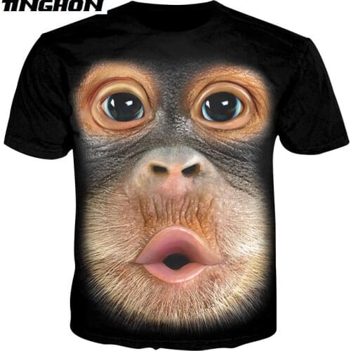 3D Animal Tshirt Male Funny Monkey Gorilla Tee Shirt Unisex Short Sleeve Harajuku Streetwear T Shirt Men Summer Tops XS 6XL 7XL