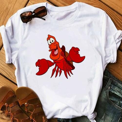 The Little Mermaid Sebastian Graphic Print T-shirt Women Harajuku Aesthetic Cartoon Cute Tshirt New Fashion Female T Shirt