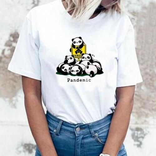 Summer Short Sleeve T Shirt Women Tops Harajuku Shirt Fashion Women T-shirt Cartoon Panda Print Tee Shirt Femme Camiseta Mujer