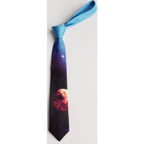 Free shipping New male mens Original design necktie Blue planet 7CM printing tie starry sky universe texture personality art
