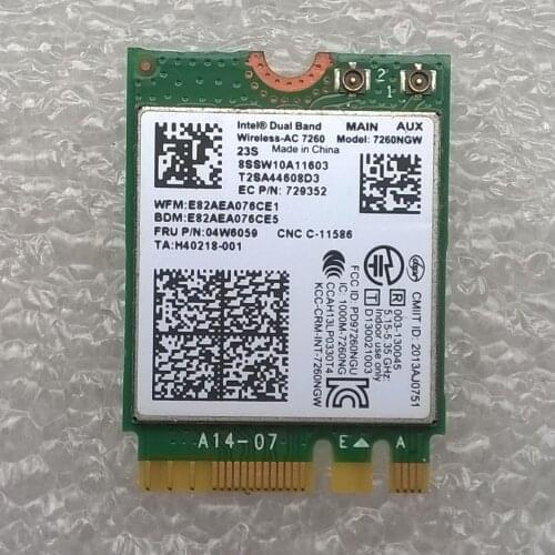 Intel Dual Band Wireless-AC 7260 WiFi+BT 4.0 Combo card For Lenovo Thinkpad T440 T440S X240S Series ,FRU 04W6059 04W3806 04W3844