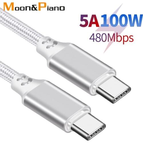 PD 100W 5A Type-C to Type-C Data Cable Fast Charger Double Type C USB C Cables For Laptop Tablet Mobile Hard Disk