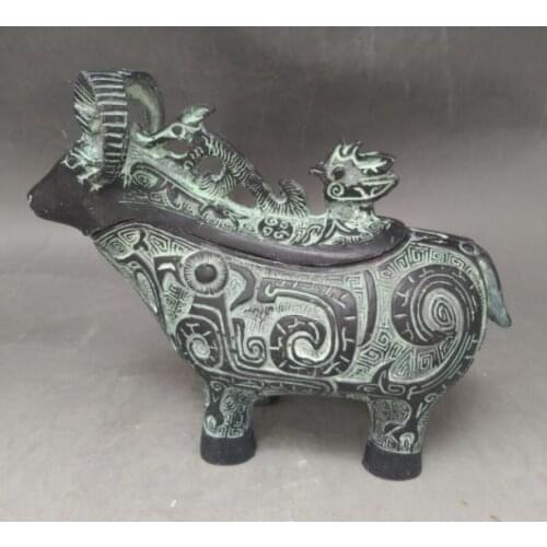China bronze sheep wine cup crafts statue