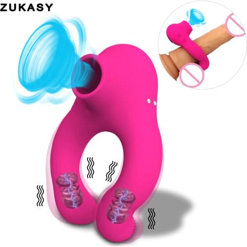 Cock Rings Vibrator Sucking Penis Sleeve Penis Ring Ejaculation Time Delay Couple Sex Toys for Men Clit Stimulation Cockring