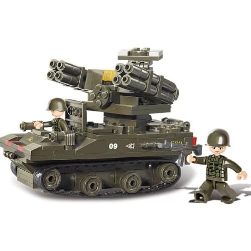 SLUBAN World War II 2 Doyle Air Defense Missile Military Armored Building Blocks WW2 Army Classic Accessories Model Kids Toys