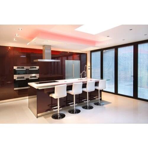 2019 newest design high gloss lacquer kitchen cabinets red color modern 2PAC kitchen furnitures L1606086