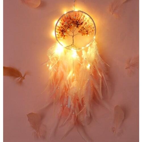 Modern Style Handmade Weave Dreams Catcher PendantColorful Stones Tree of life Dreamcatcher Decor Hanging Girl Gifts Room Decor