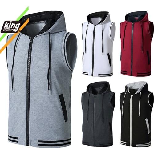 KB 2021 fashion brand Spring and Summer New Mens casual Hooded Vest Mens sleeveless solid color Hoodie