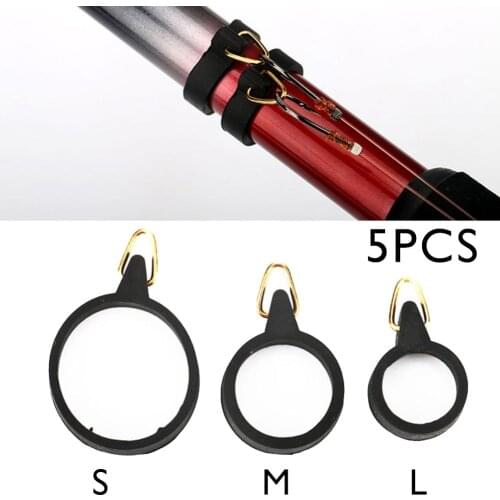 5pcs Elastic Fishing Rod Hook Ring Keeper High-elastic Fly Pole Rubber Rings Metal Holders Pesca Iscas Fish Tackle Tools S M L