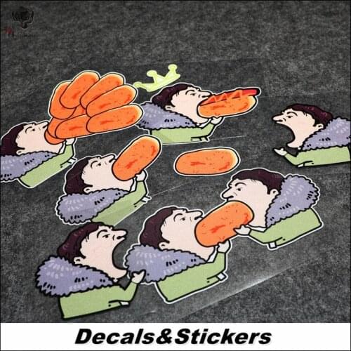 NO.L021 Funny cartoon Eating Hot dog 3M Reflective Modified Stickers Car Helmet Sticker MOTO GP Waterproof Decals Racing Motorcy