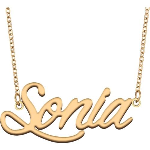 Sonia Name Necklace for Women Stainless Steel Jewelry 18k Gold Plated Nameplate Pendant Femme Mother Girlfriend Gift