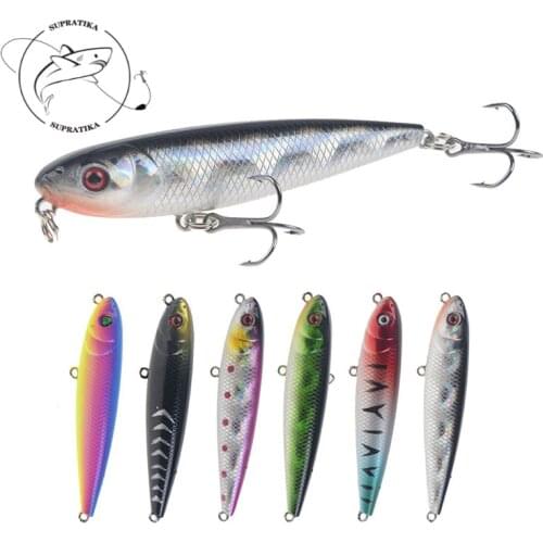Floating Pencil Plastic Hard Bait Wobbler 6Colors 8cm/9.5g Fishing Lures6# Sharp Hook Artificial Top water Bionic Bait 3D Eyes