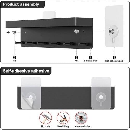 Stainless steel non-perforated storage rack seamless storage rack key pendant kitchen supplies coat hat umbrella rack