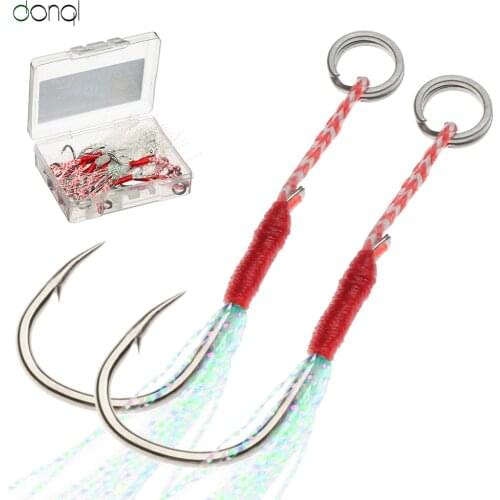 DONQL 5/10/20/Pcs Barbed Fishing Hooks 10#-16# With Line Feather Stainless Steel Single Barbed FishHook Super Sharp Fishing Hook