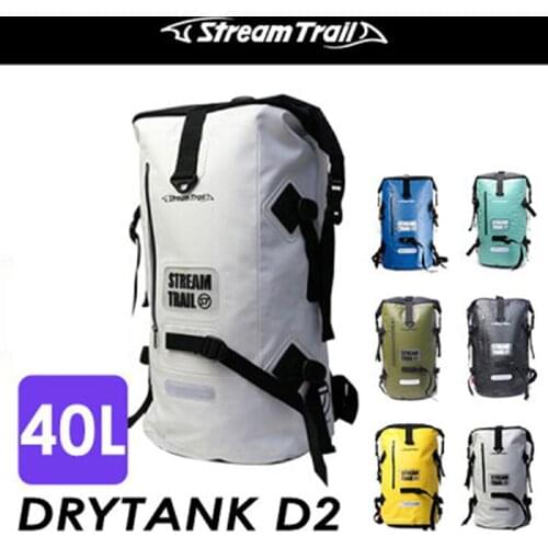 Stream Trail Waterproof Outdoor Drytank 40L D2 Backpack Dry Bag Water Resistant Daypack Heavy Duty Roll-Top Closure Padded Back